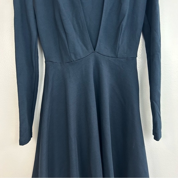 American Apparel Dark Blue Deep V-neck Long Sleeve Mini Dress Size XS - Picture 5 of 12